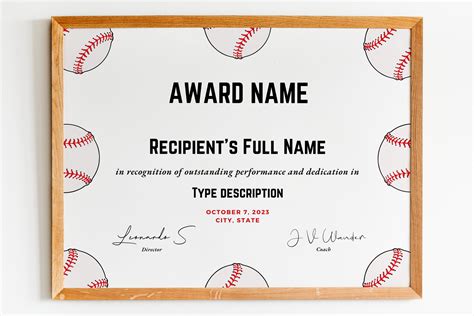 Baseball Certificate Template