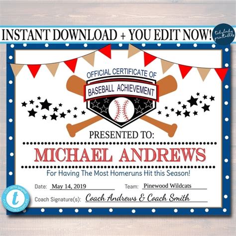 Baseball Certificate Template Design