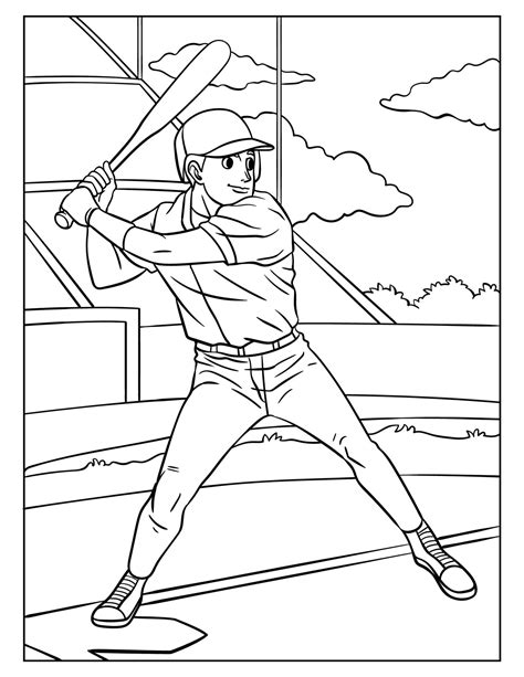 Baseball coloring page printables for kids