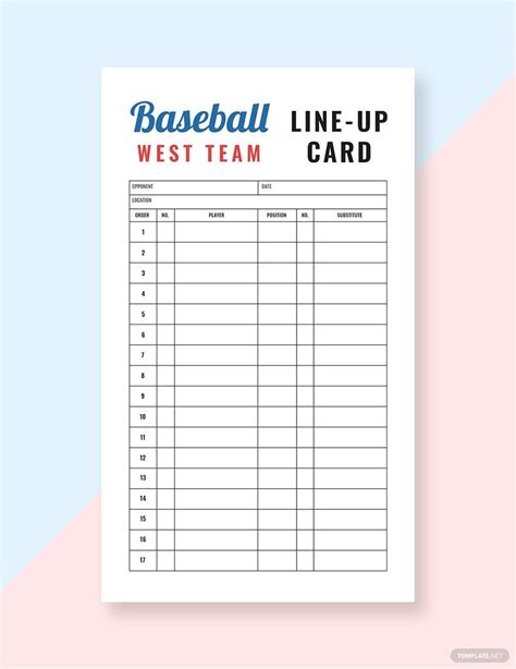 Baseball Lineup Card Examples