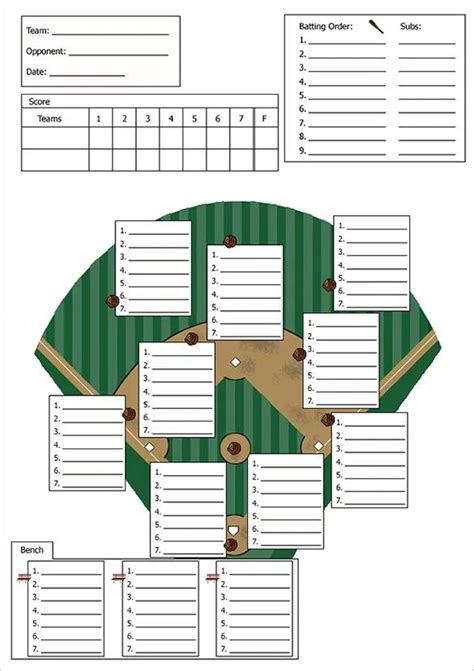 Baseball lineup card template design