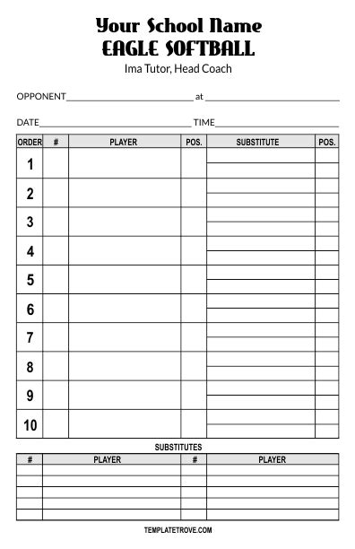 Baseball Lineup Card Template Gallery 4