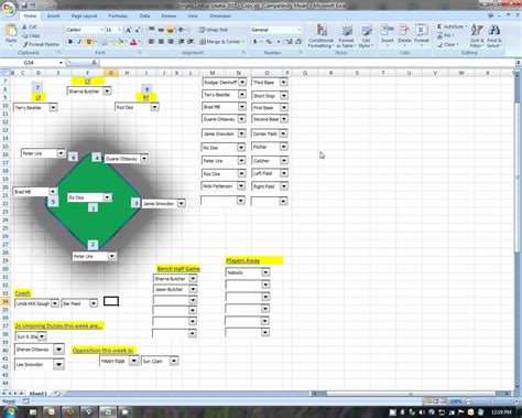 Baseball Lineup Excel Example 5