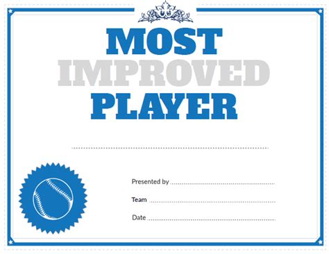 Baseball Most Improved Player Template