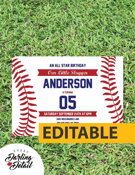 Baseball Party Invitation Template