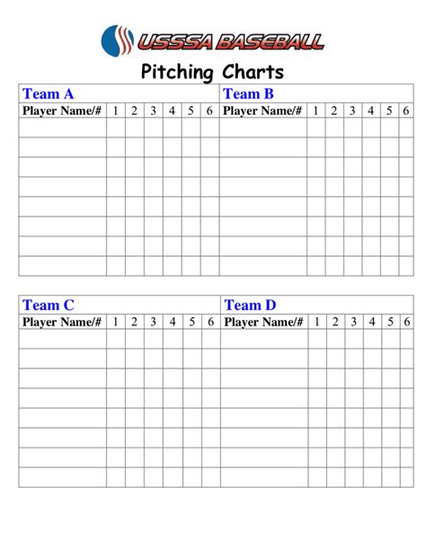 Baseball Pitch Count Sheet Templates