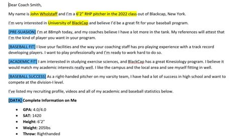 Baseball Recruiting Email Advice