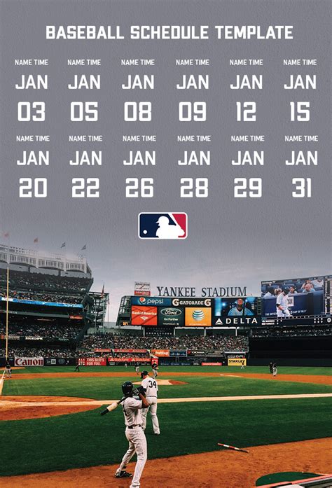 Baseball Schedule Template Layout