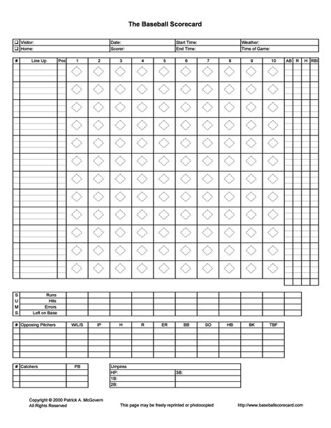 Baseball Score Sheet Online Tools