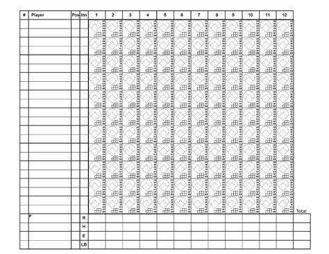 Baseball Score Sheet Template Design