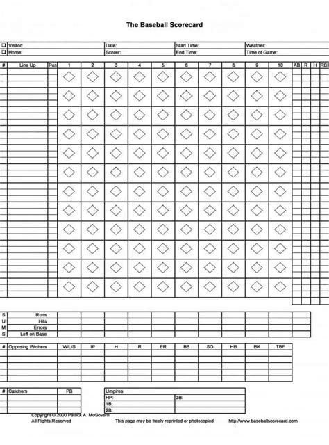 Baseball Score Sheet Template Word