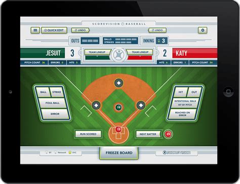 Baseball scorekeeping app example