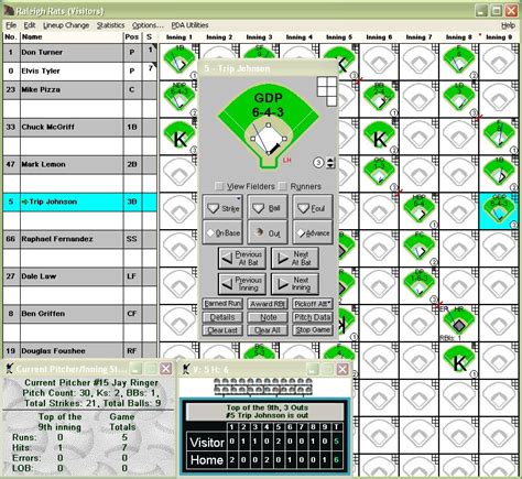 Baseball scorekeeping software example