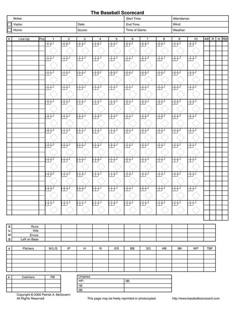 Baseball Scorekeeping Template