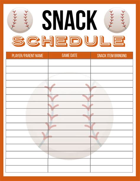 Baseball snack template gallery