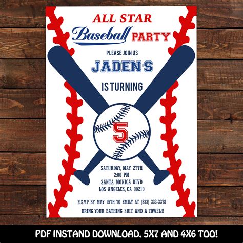 Baseball Themed Invitation Template