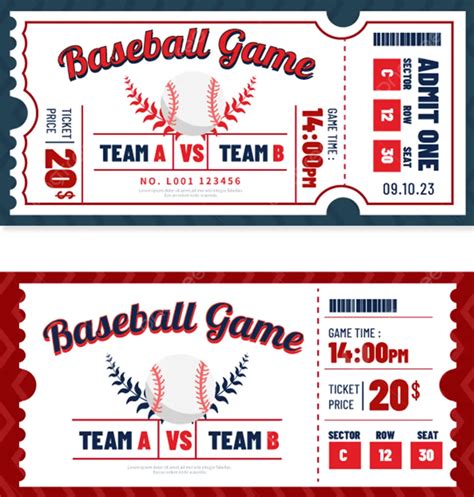 Baseball Ticket Template with Customizable Text