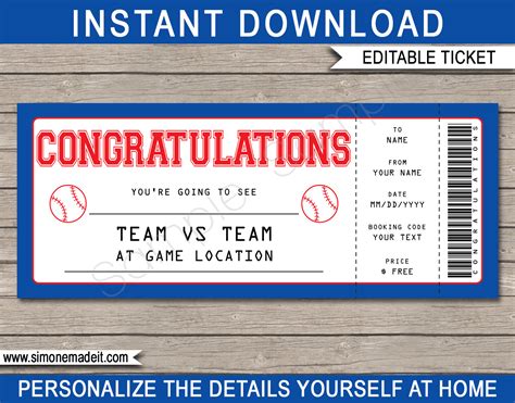 Baseball Ticket Template Example