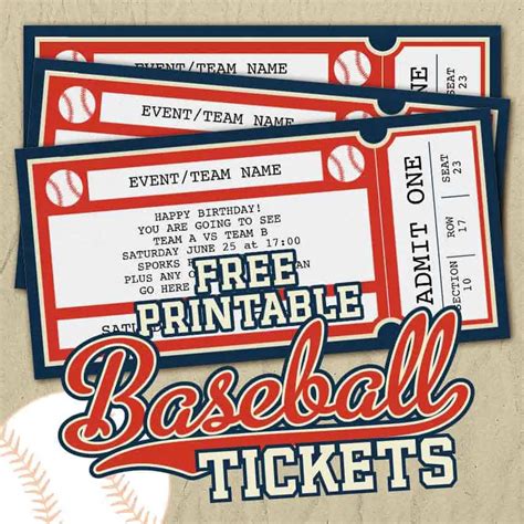 Baseball Ticket Template Printable