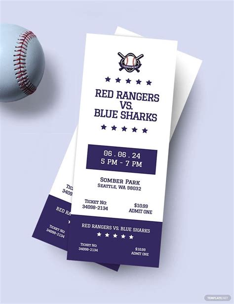 Baseball Ticket Templates Example