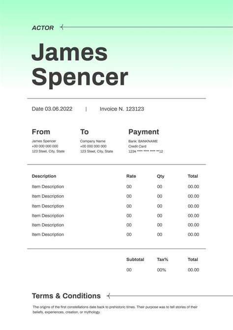 Basic Actor Invoice Template