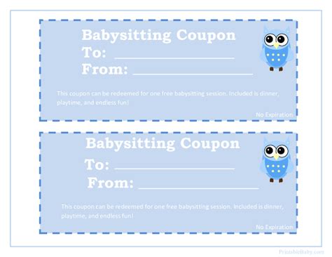 Basic Babysitting Coupon Template