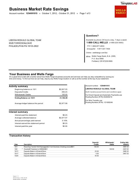 Basic Bank Statement Template