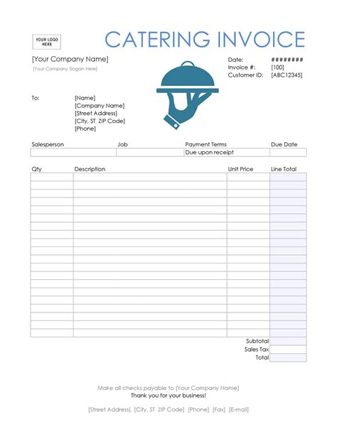 Basic BBQ Catering Invoice Template