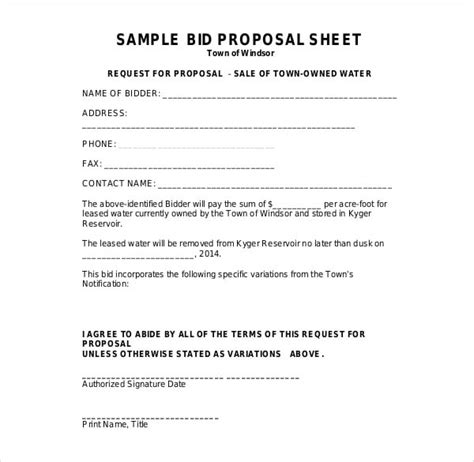 Basic Bid Proposal Template Example