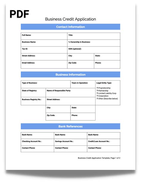 Basic Business Credit Application Template