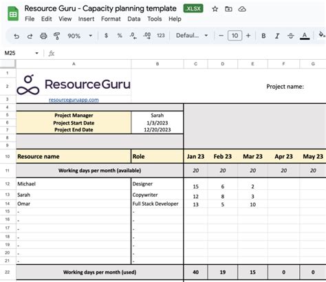 Basic Capacity Planning Template