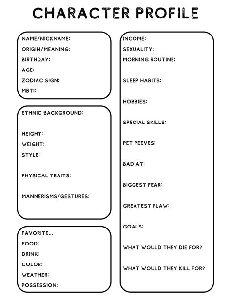 Basic Character Bio Template