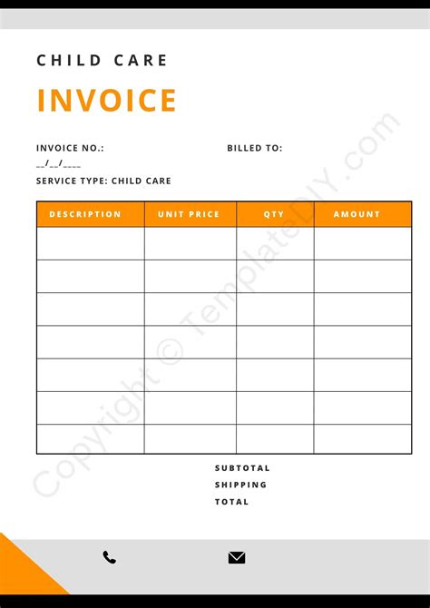 Basic Child Care Invoice Template