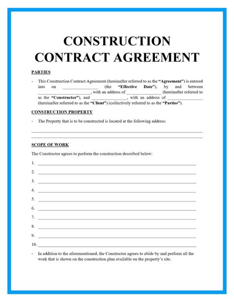 Basic Construction Schedule Template