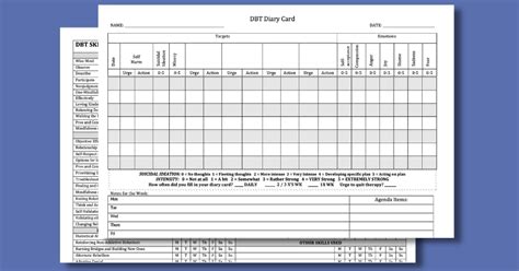 Basic DBT Diary Card Template