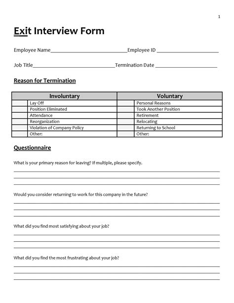 Basic Exit Interview Template