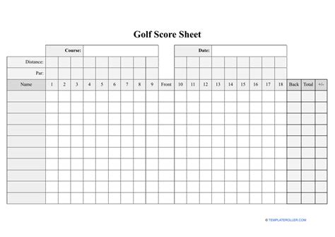 A basic golf scorecard template in Excel