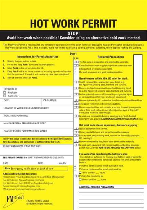 Basic Hot Work Permit Template