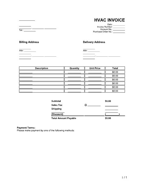 Basic HVAC Invoice Template