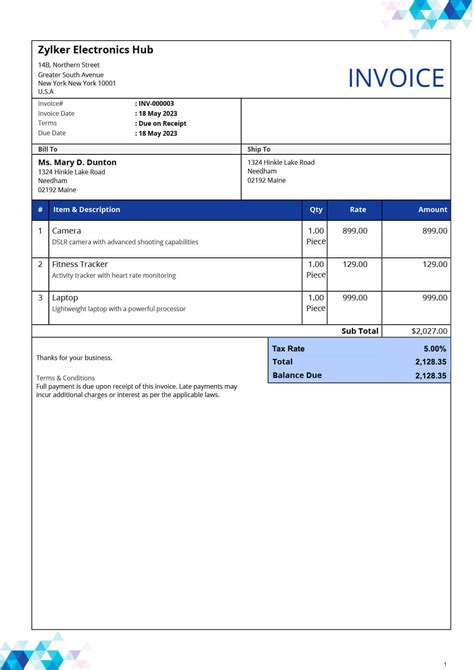 Basic Invoice Format in Excel