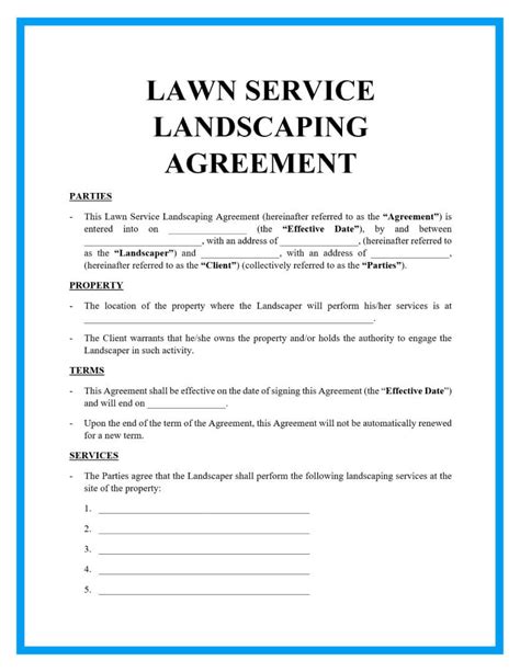 Basic lawn care contract