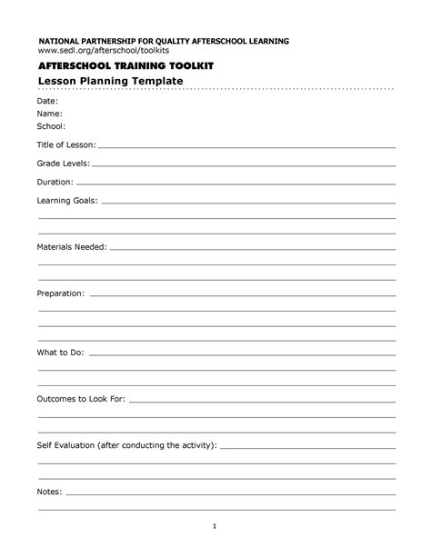 Basic lesson plan template example