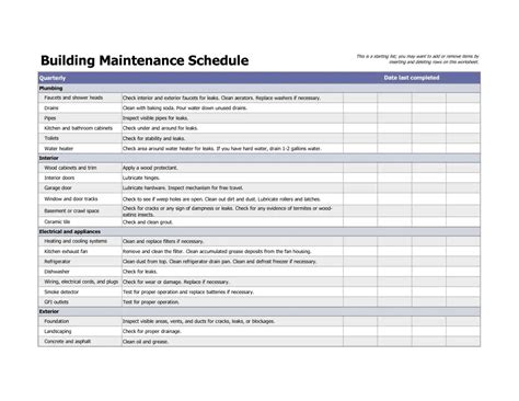 Basic Maintenance Template