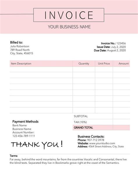 Basic Mary Kay Invoice Template