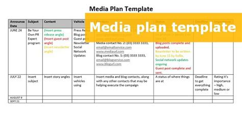 Basic Media Plan Template