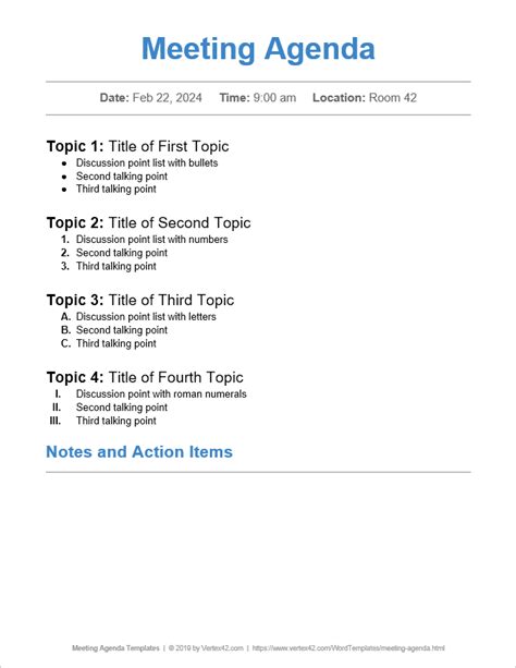 Basic Meeting Agenda Template