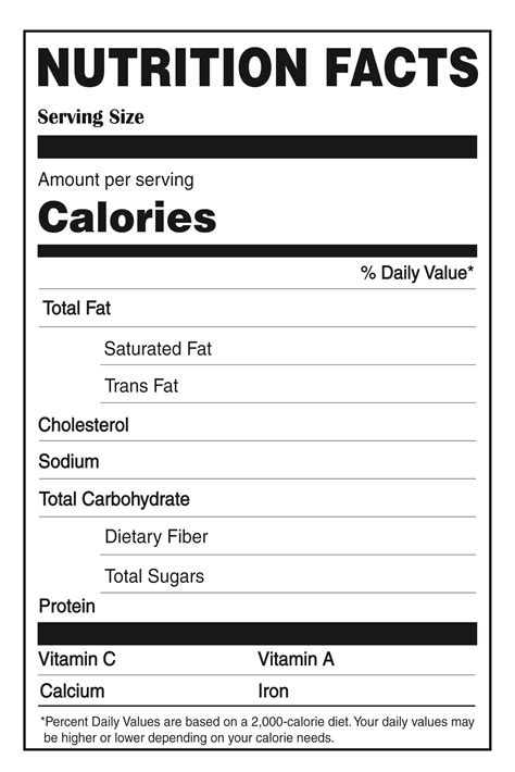 Basic Nutrition Label Template