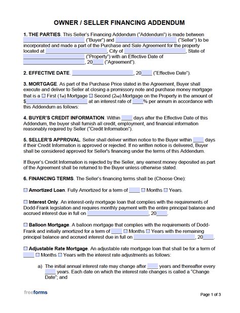 Basic Owner Financing Contract Sample