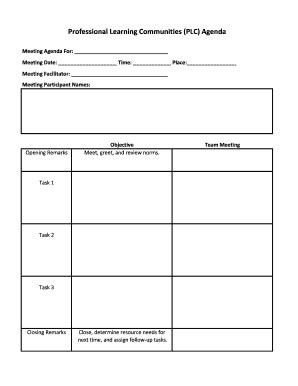 Basic PLC Agenda Template on Google Doc