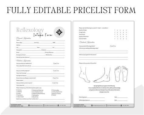 Basic Reflexology Intake Form